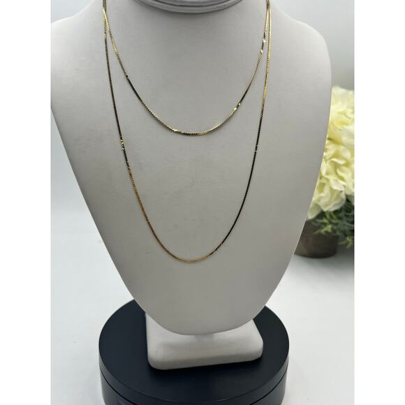 Aurea 585 Unoaerre 14k Italy Singapore Long 35” Chain Link High Shine Necklace. - Picture 4 of 15